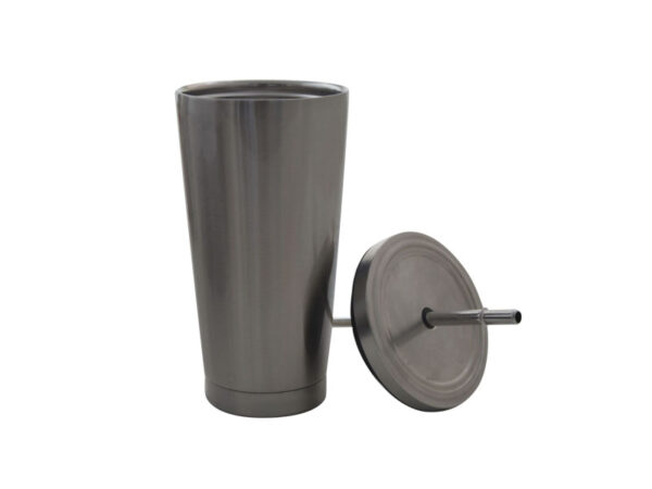 18oz Stainless Steel Tumbler with Straw & Lid - Image 7