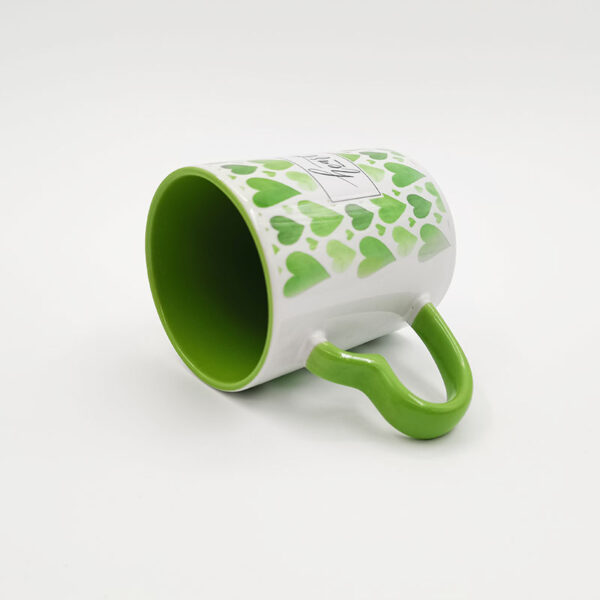 11oz Inner Rim Color Mug with Heart Handle - Image 4