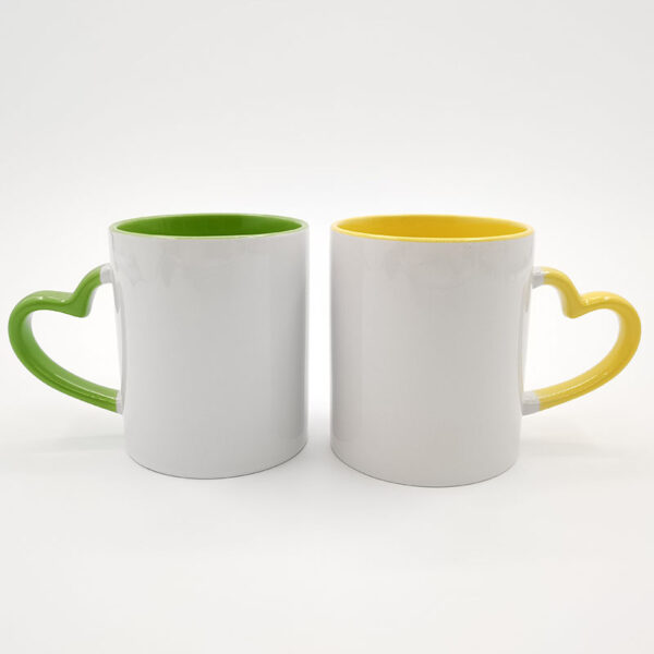 11oz Inner Rim Color Mug with Heart Handle - Image 2