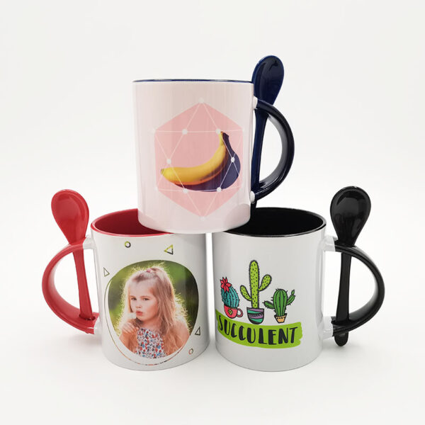 11oz Color Sublimation Spoon Mug - Image 2
