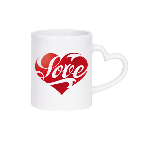 11oz White Mug with Heart Handle - Image 5