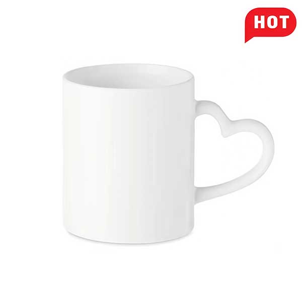 11oz White Mug with Heart Handle