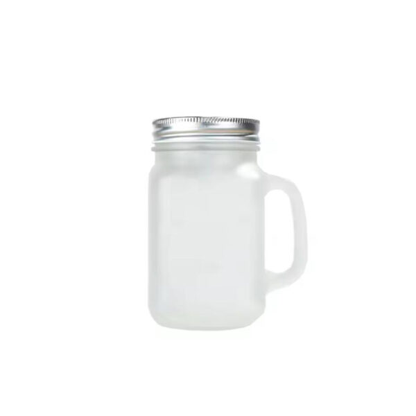 Squre Mason Jar with Handle-Frosted/Clear - Image 5