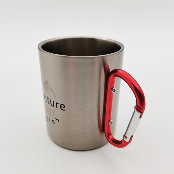 300ml Stainless Steel Mug w/ Carabiner Handle - Image 6