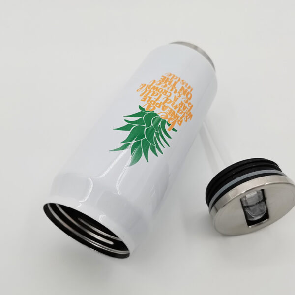 17oz Stainless Steel Coke Can with Straw(White&Silver)