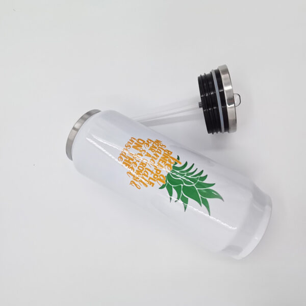 17oz Stainless Steel Coke Can with Straw(White&Silver) - Image 6