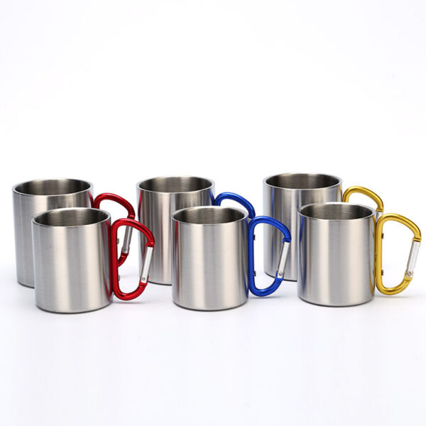 300ml Stainless Steel Mug w/ Carabiner Handle - Image 5
