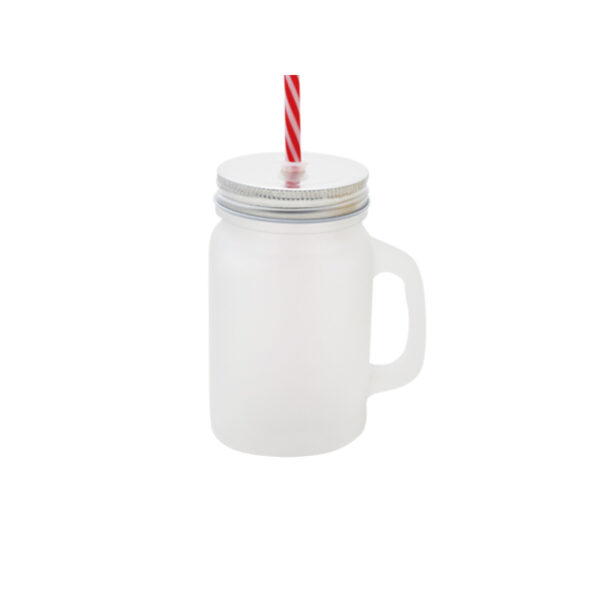 Squre Mason Jar with Handle-Frosted/Clear