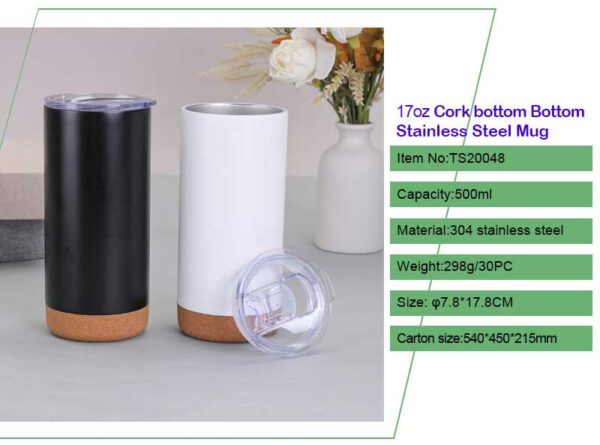 17oz Cork bottom Bottom Stainless Steel Mug - Image 5