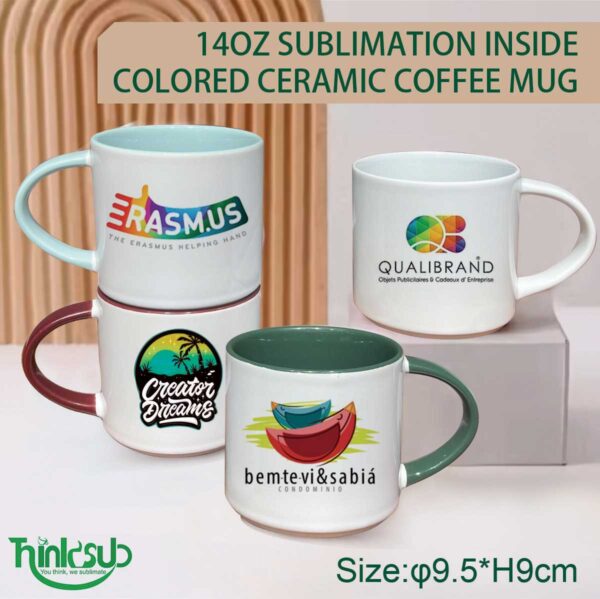 14oz Sublimation Inside Colored Ceramic Coffee Mug