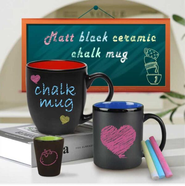 15oz Matt black Inner color ceramic chalk mug