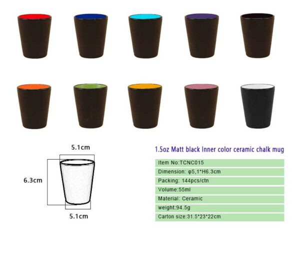 15oz Matt black Inner color ceramic chalk mug - Image 3