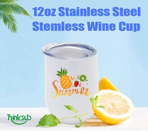 12oz Stainless Steel Stemless Egg Wine