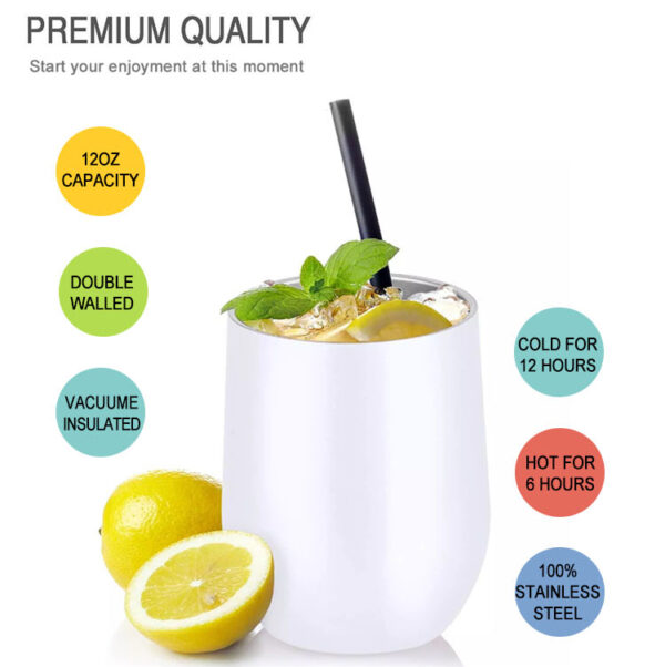 12oz Stainless Steel Stemless Egg Wine - Image 3