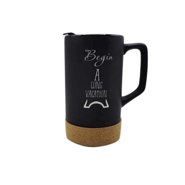 16oz Black  Mug With Cork Base