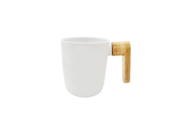 11oz Matt White Mug with Bamboo Handle - Image 2
