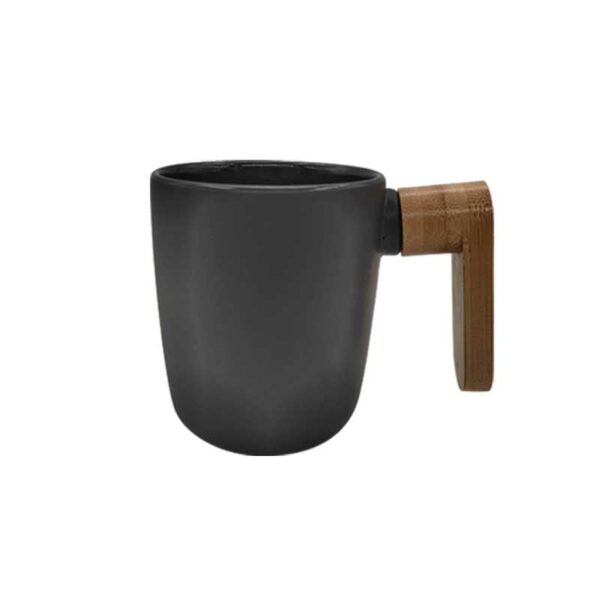 11oz Matt White Mug With Bamboo Handle