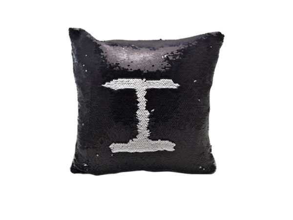 Flip Sequin Pillow Cover  (Black W/ White)
