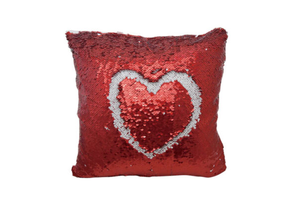 Flip Sequin Pillow Cover  (Red W/ White)