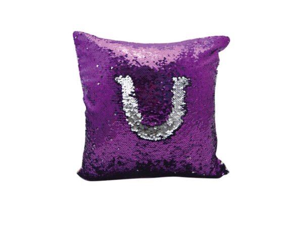 Flip Sequin Pillow Cover  (Purple W/ White)
