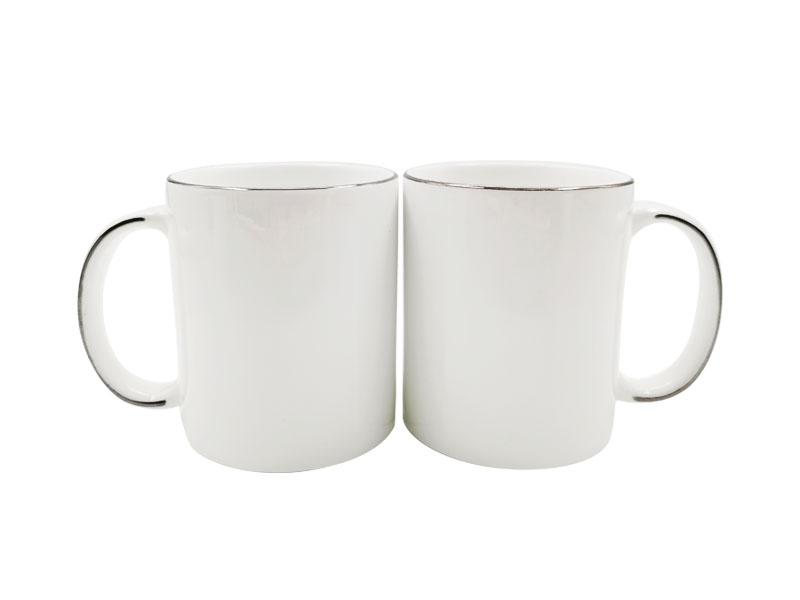 11oz White Mug With Golden/Silver Handle - Image 4