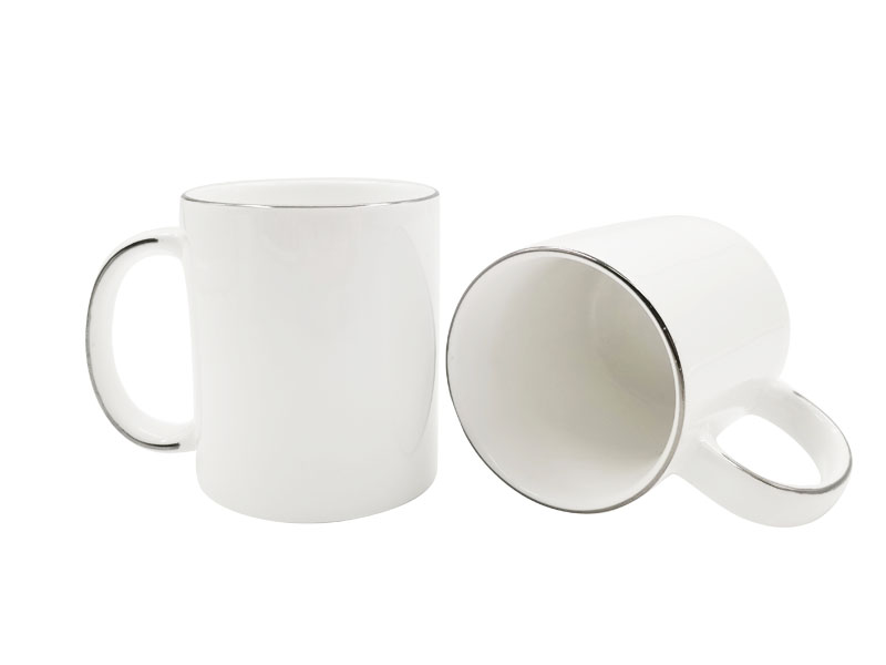 11oz White Mug With Golden/Silver Handle - Image 5