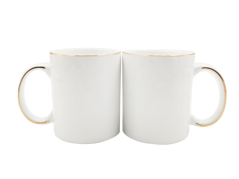 11oz White Mug With Golden/Silver Handle - Image 6