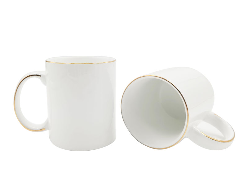 11oz White Mug With Golden/Silver Handle - Image 7
