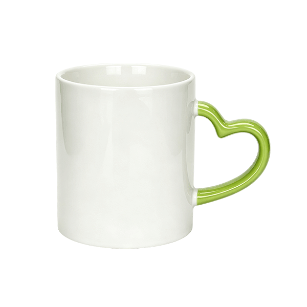 11oz White Mug With Color Heart Handle - Image 6