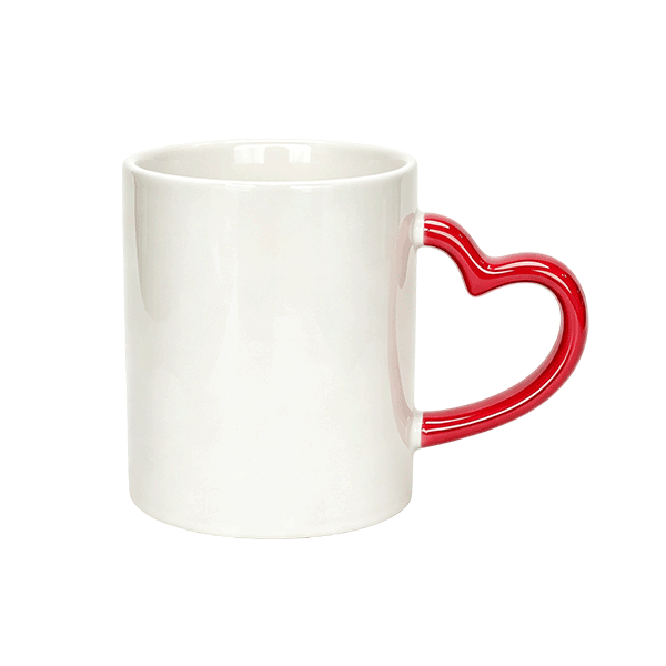 11oz White Mug With Color Heart Handle - Image 3