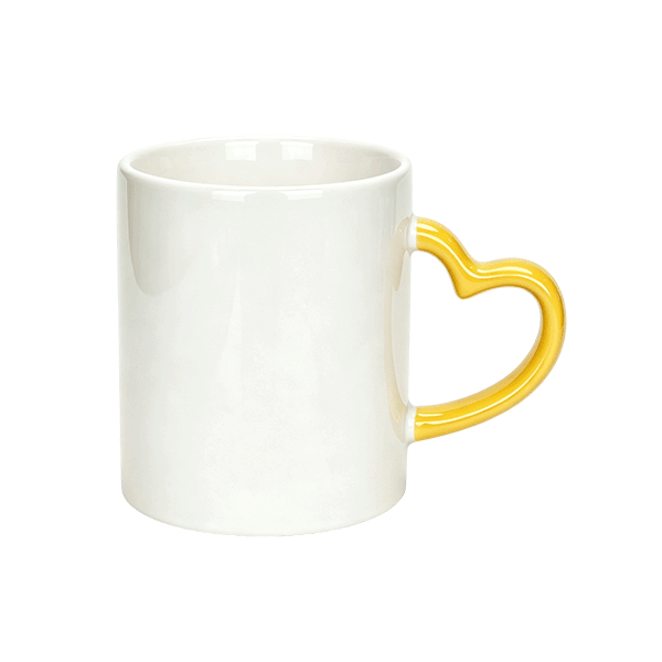 11oz White Mug With Color Heart Handle - Image 2