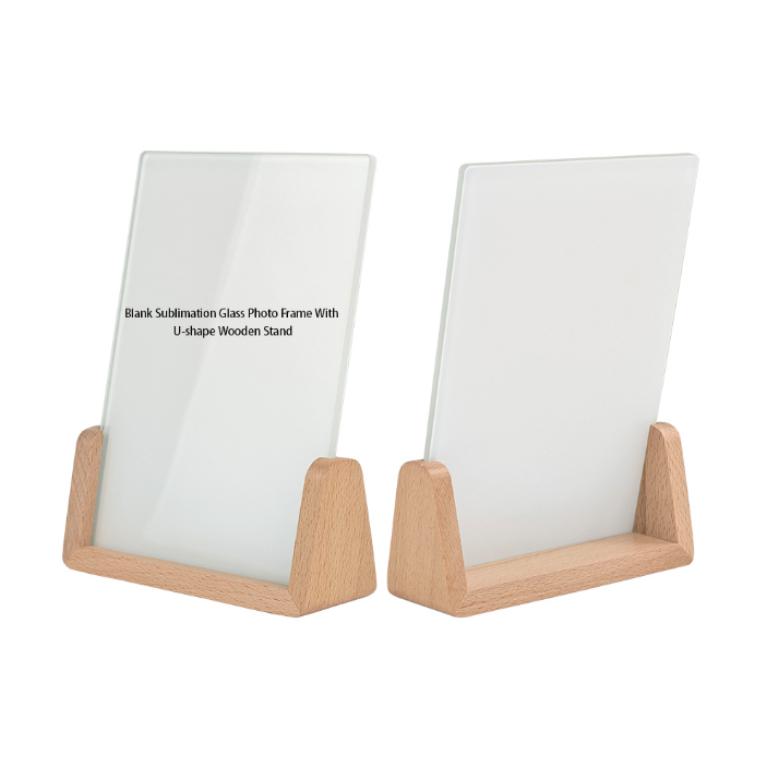 Sublimation Blank Glass Photo FrameWith U-shape Wooden Stand - Image 4