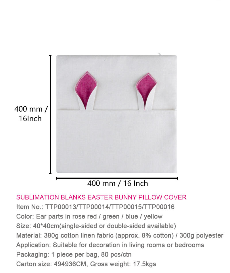 Sublimation Blanks EasterBunny Pillow Cover - Image 4